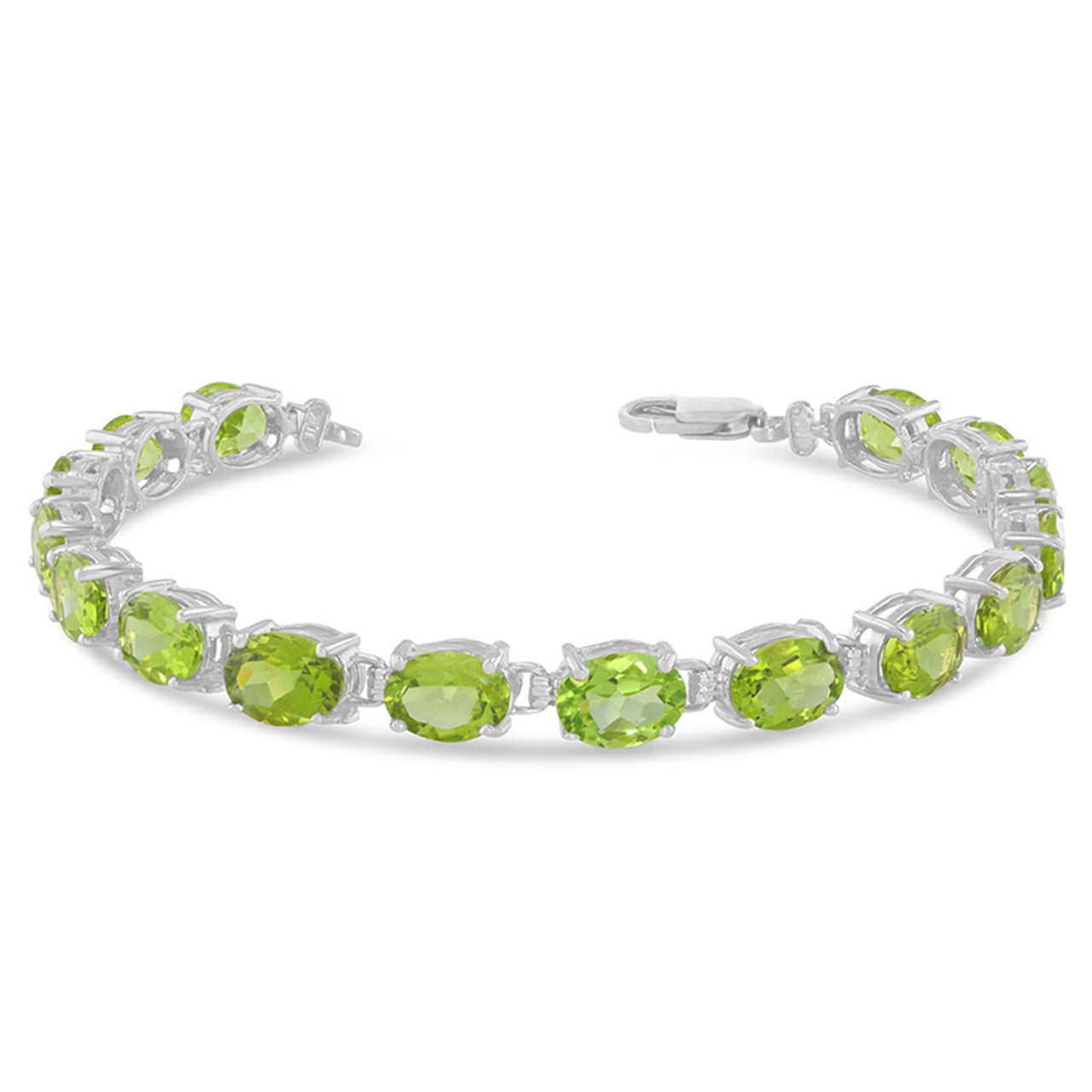Personalized Oval Checkerboard Birthstone (8 x 6) Tennis Bracelet in White Gold, view 9