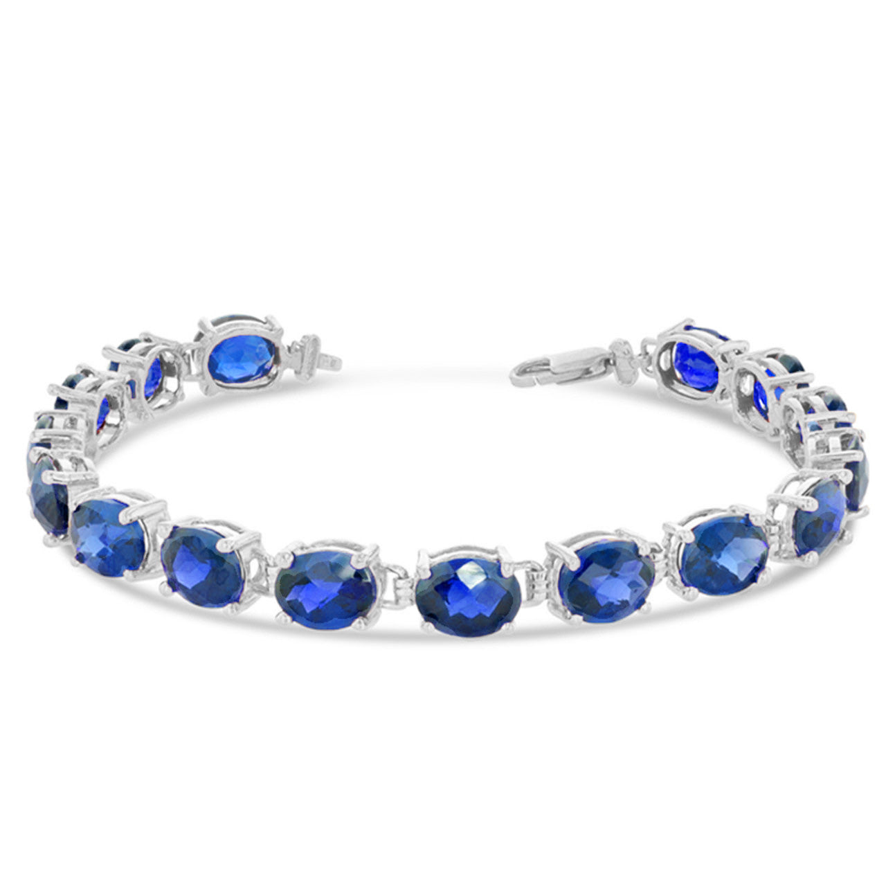 Personalized Oval Checkerboard Birthstone (8 x 6) Tennis Bracelet in White Gold, view 10