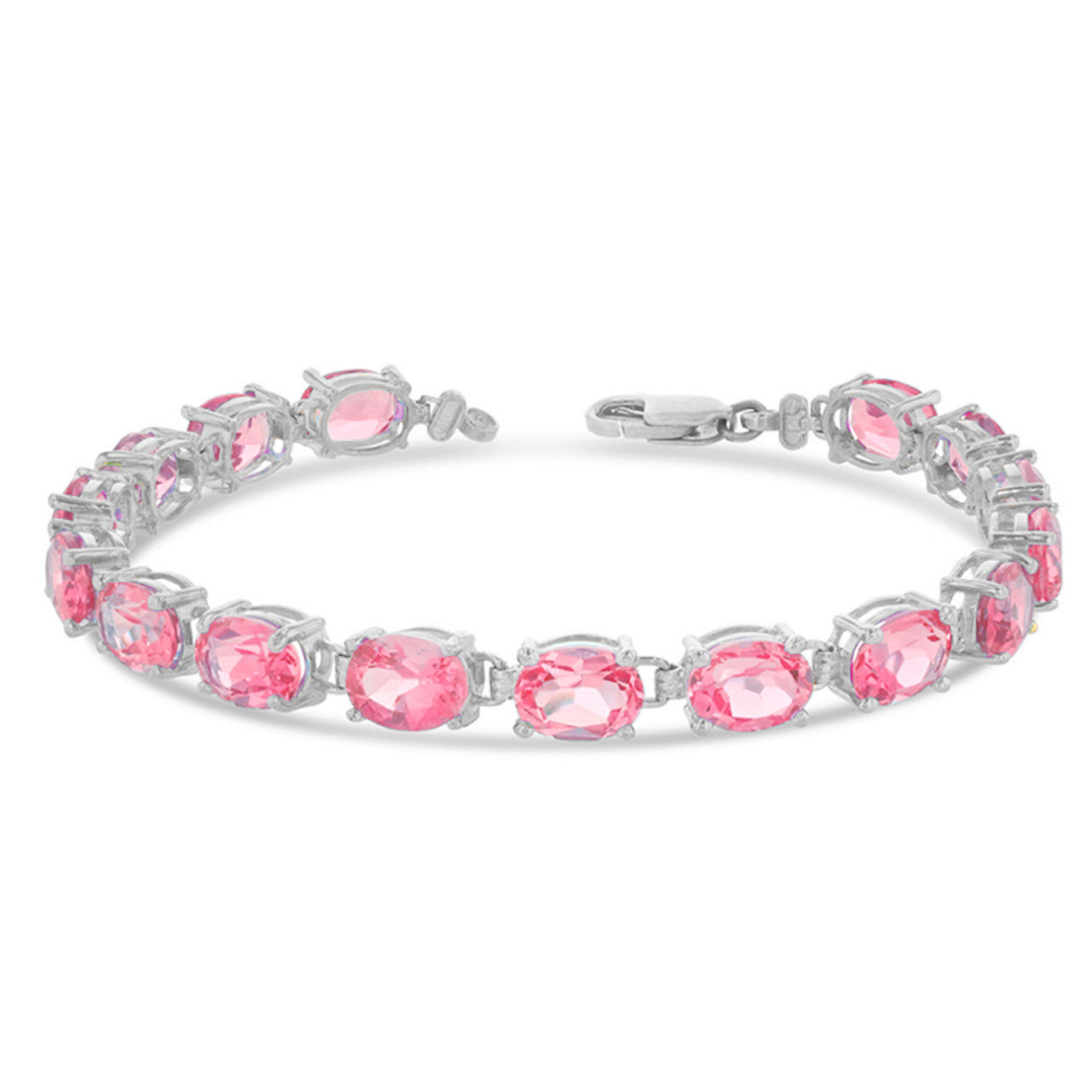 Personalized Oval Checkerboard Birthstone (8 x 6) Tennis Bracelet in White Gold, view 11