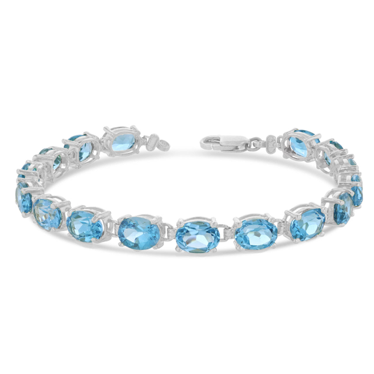 Personalized Oval Checkerboard Birthstone (8 x 6) Tennis Bracelet in White Gold, view 13