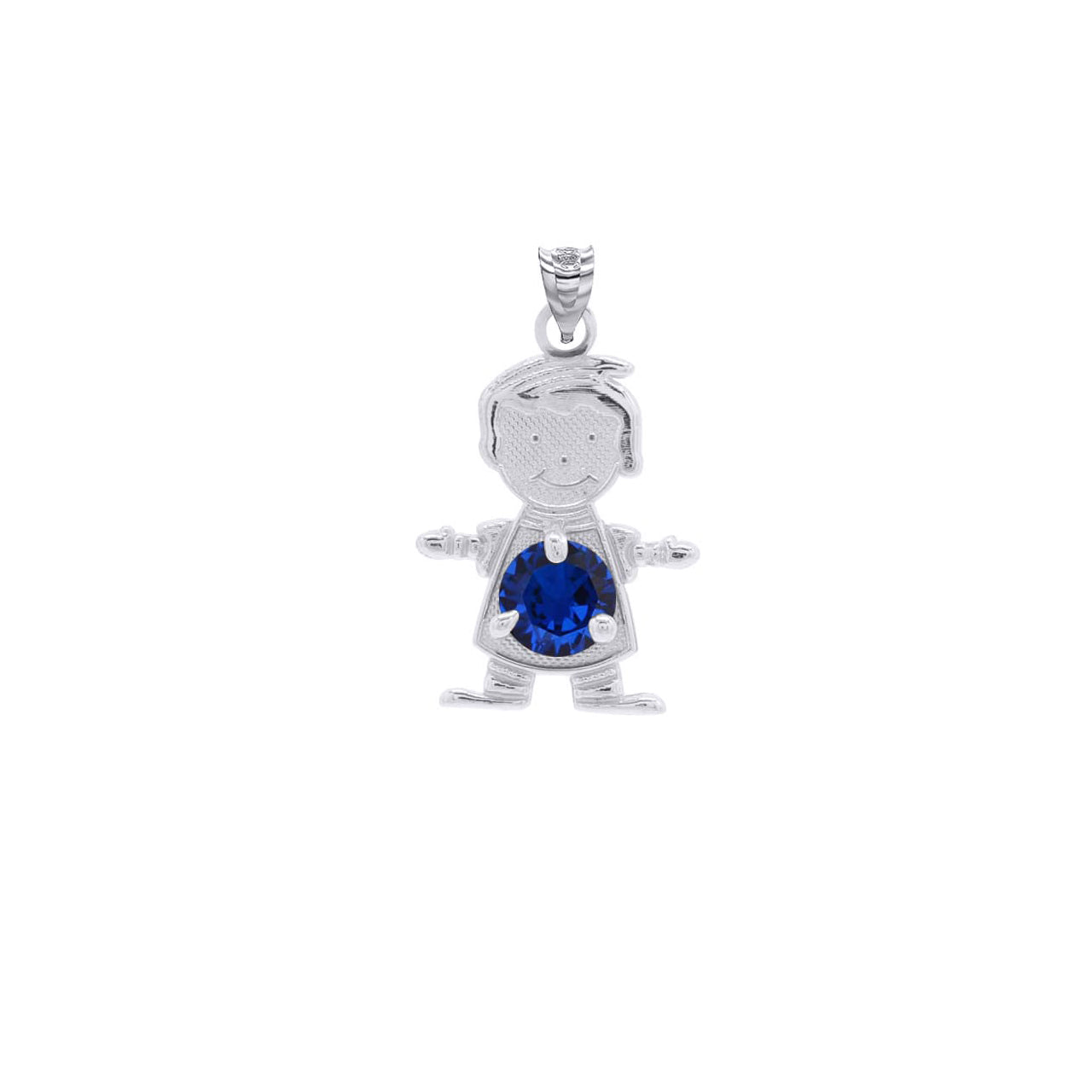 Personalized Silver Boy & Girl Round Birthstone Pendant Necklace, view 5