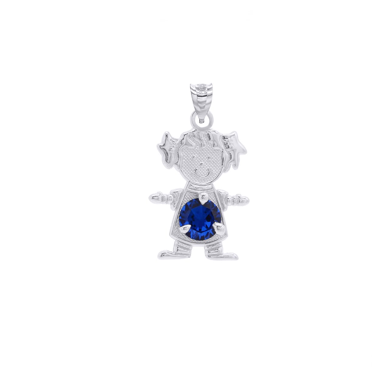 Personalized Silver Boy & Girl Round Birthstone Pendant Necklace, view 6