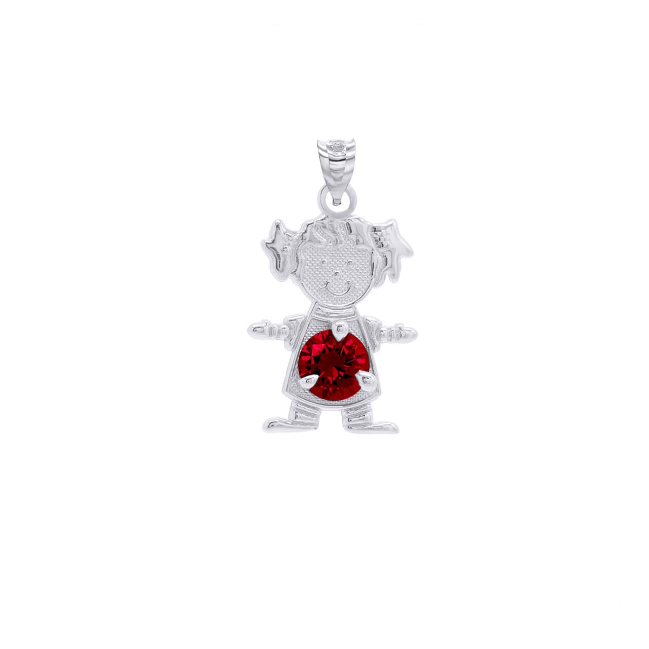 Personalized Silver Boy & Girl Round Birthstone Pendant Necklace, view 20
