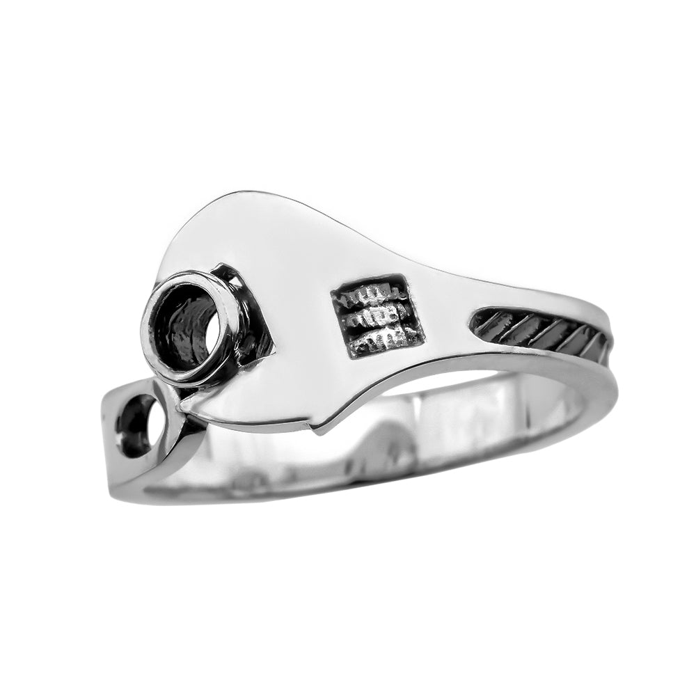 Plumber Wrench Sterling Silver Ring