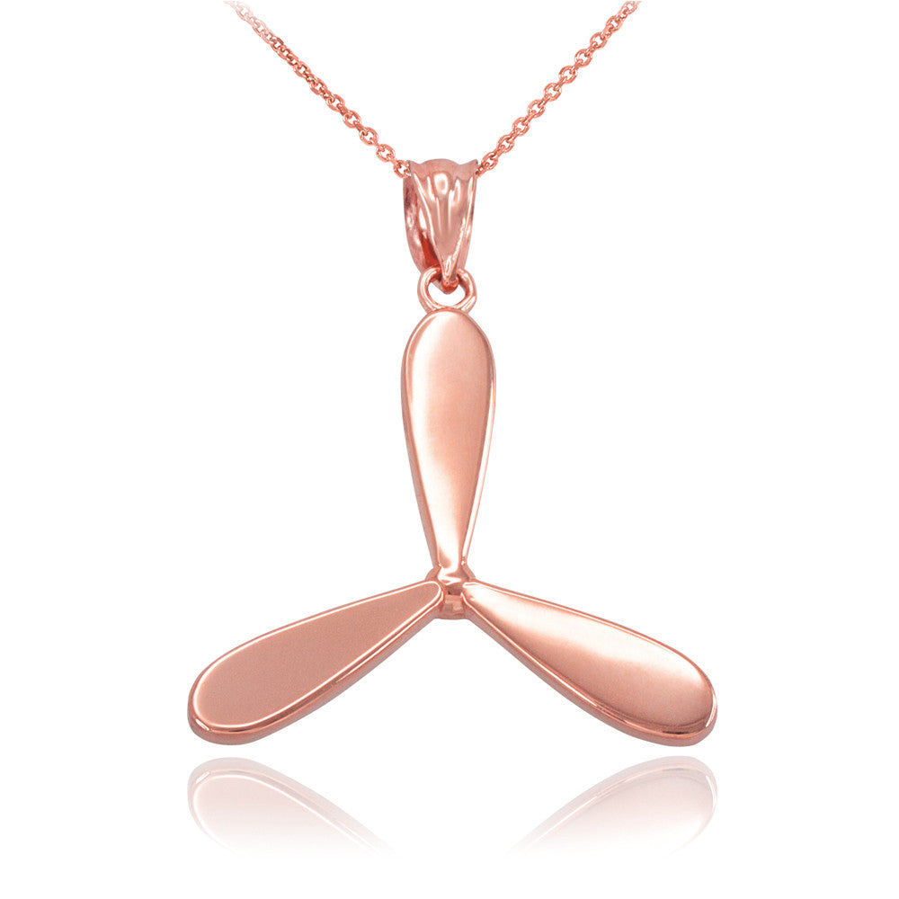 Polished Gold Airplane Propeller Pendant Necklace, view 2