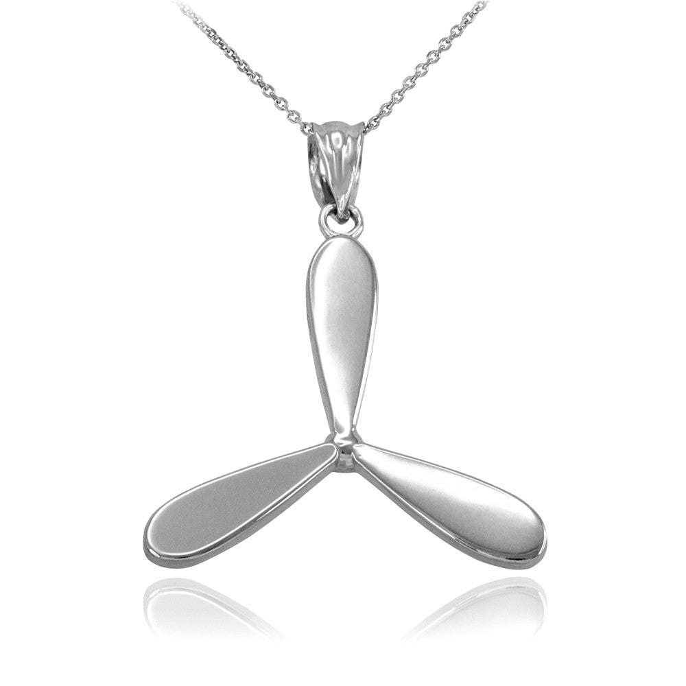 Polished Gold Airplane Propeller Pendant Necklace, view 3