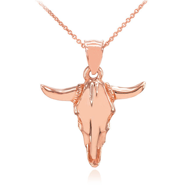 Polished Gold Bull Head Pendant Necklace, view 2