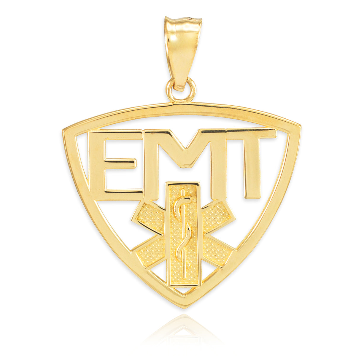 Polished Gold EMT Emergency Medical Technician Pendant Necklace, view 2