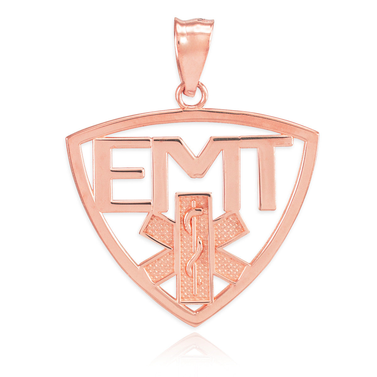 Polished Gold EMT Emergency Medical Technician Pendant Necklace, view 4