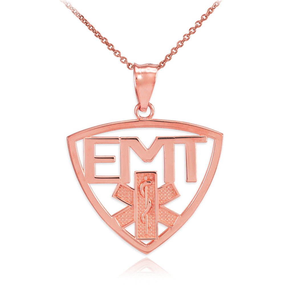 Polished Gold EMT Emergency Medical Technician Pendant Necklace, view 5