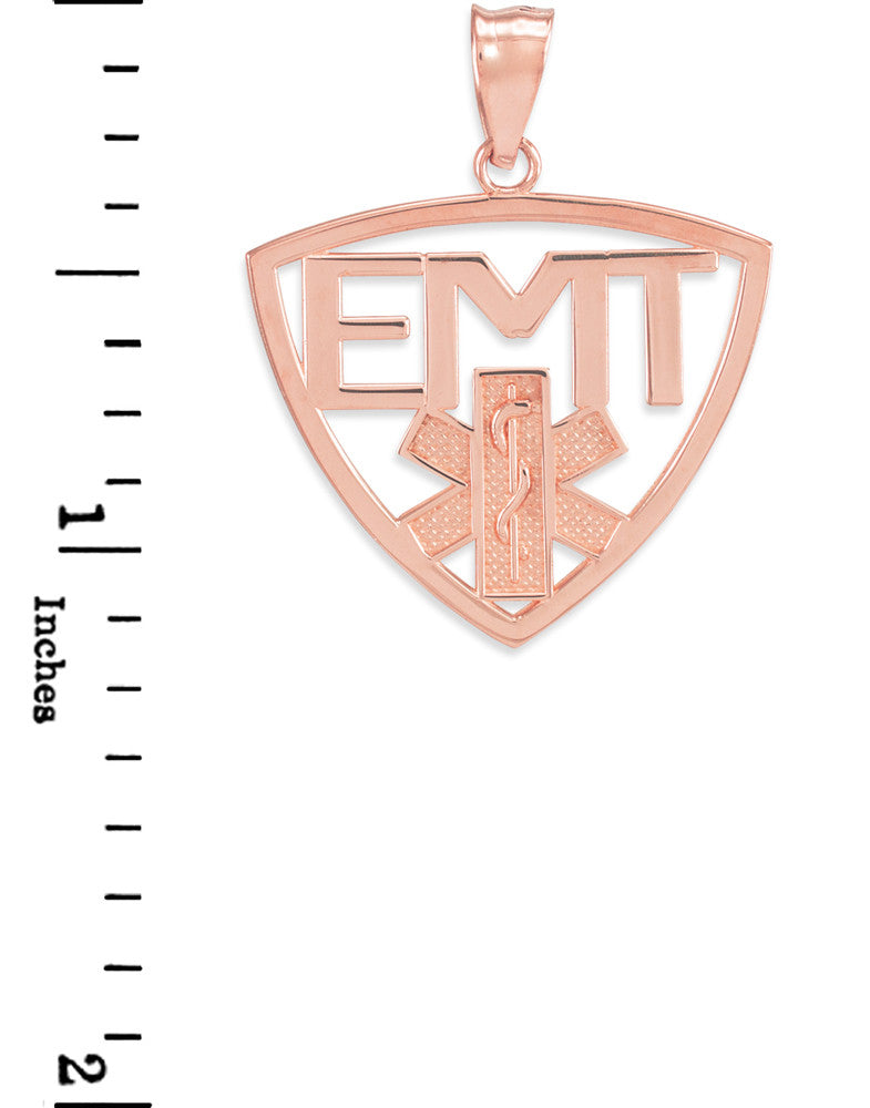 Polished Gold EMT Emergency Medical Technician Pendant Necklace, view 6