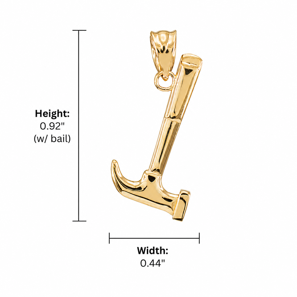 Polished Gold Hammer Pendant Necklace, view 4