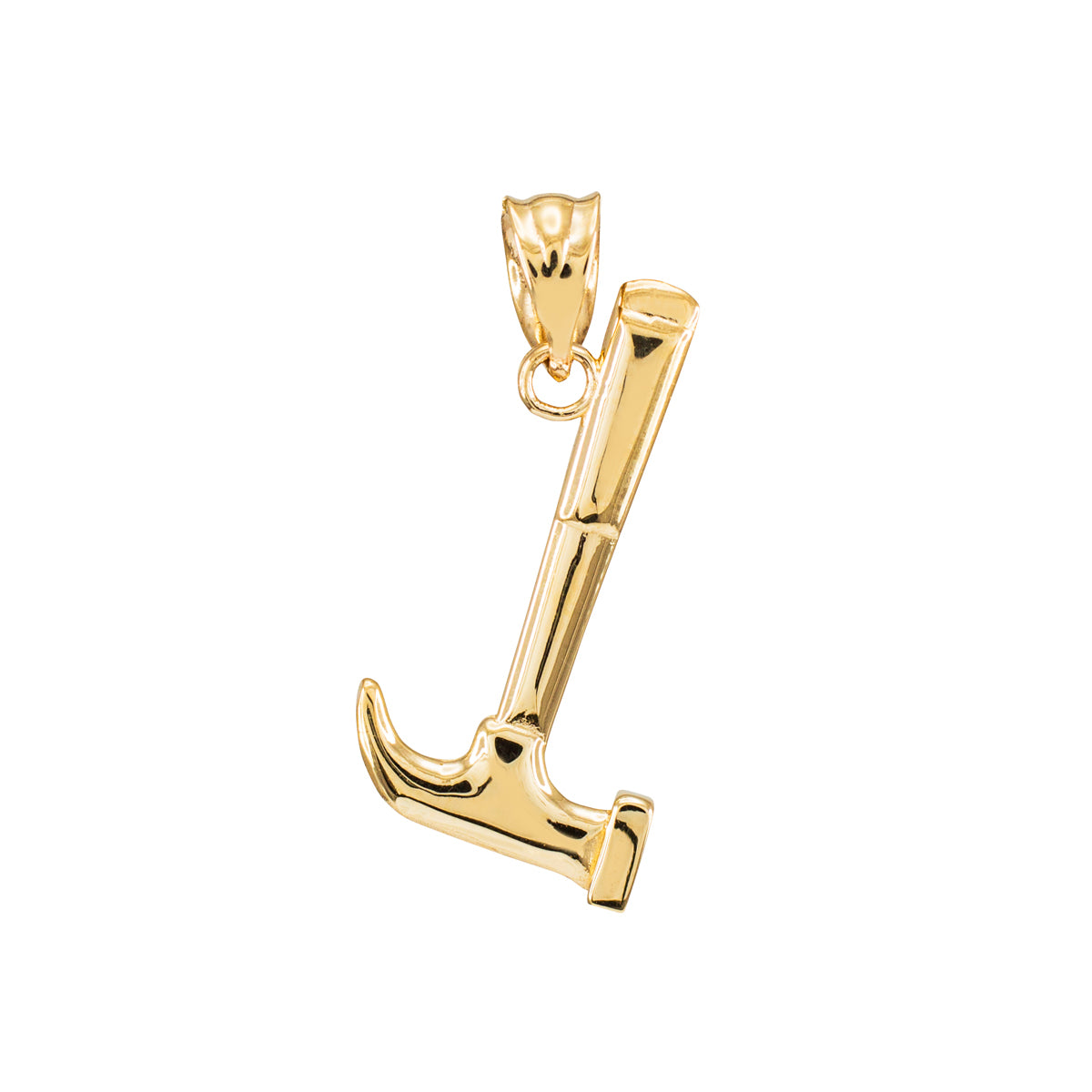 Polished Gold Hammer Pendant Necklace, view 5