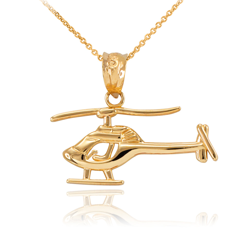 Polished Gold Helicopter Pendant Necklace