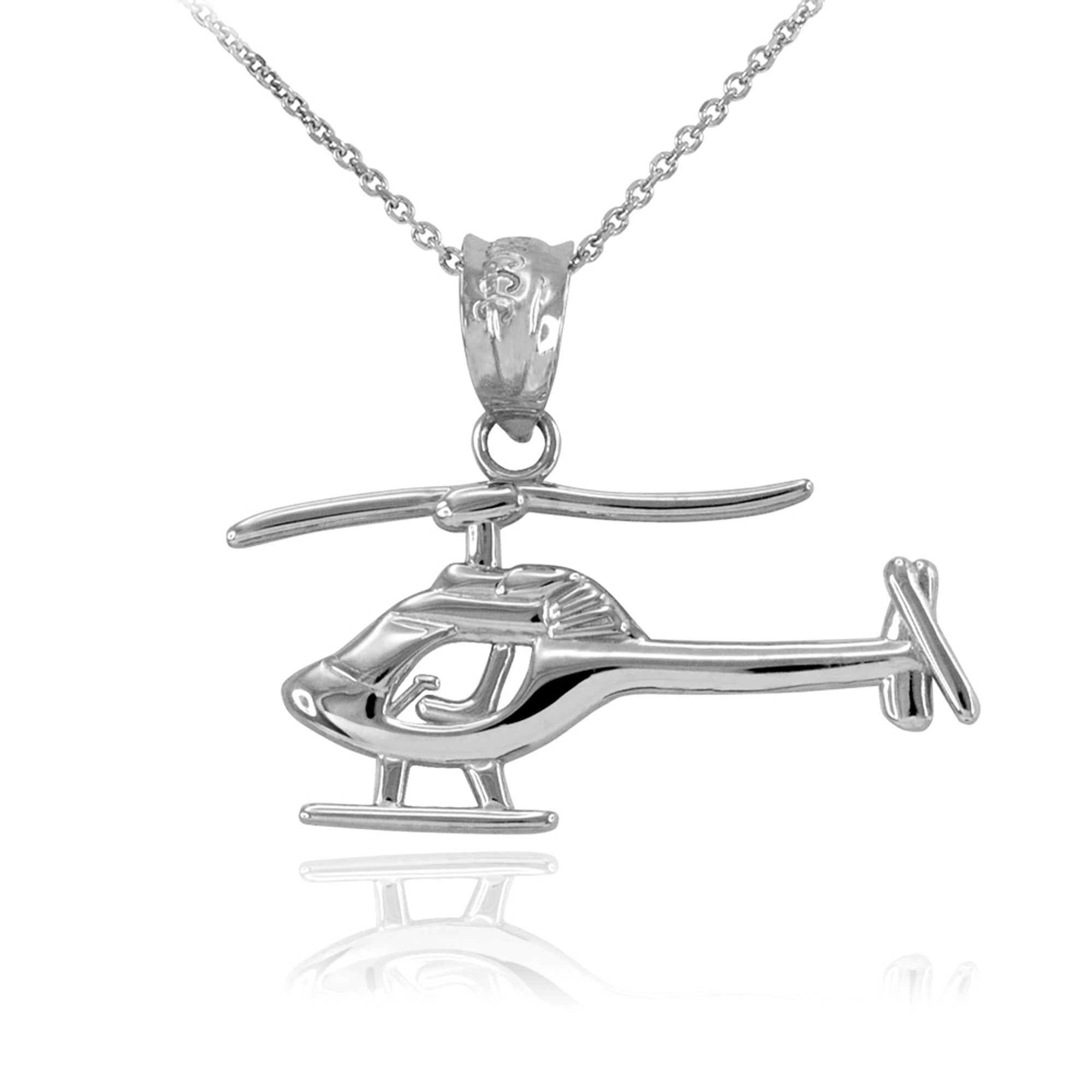 Polished Gold Helicopter Pendant Necklace, view 2