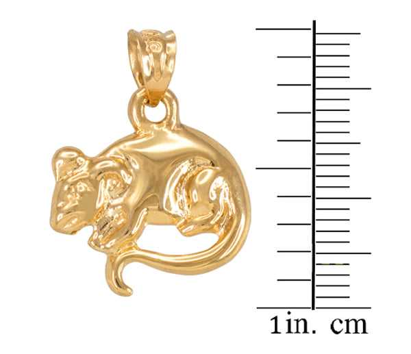 Polished Gold Rat Mouse Charm Necklace, view 2