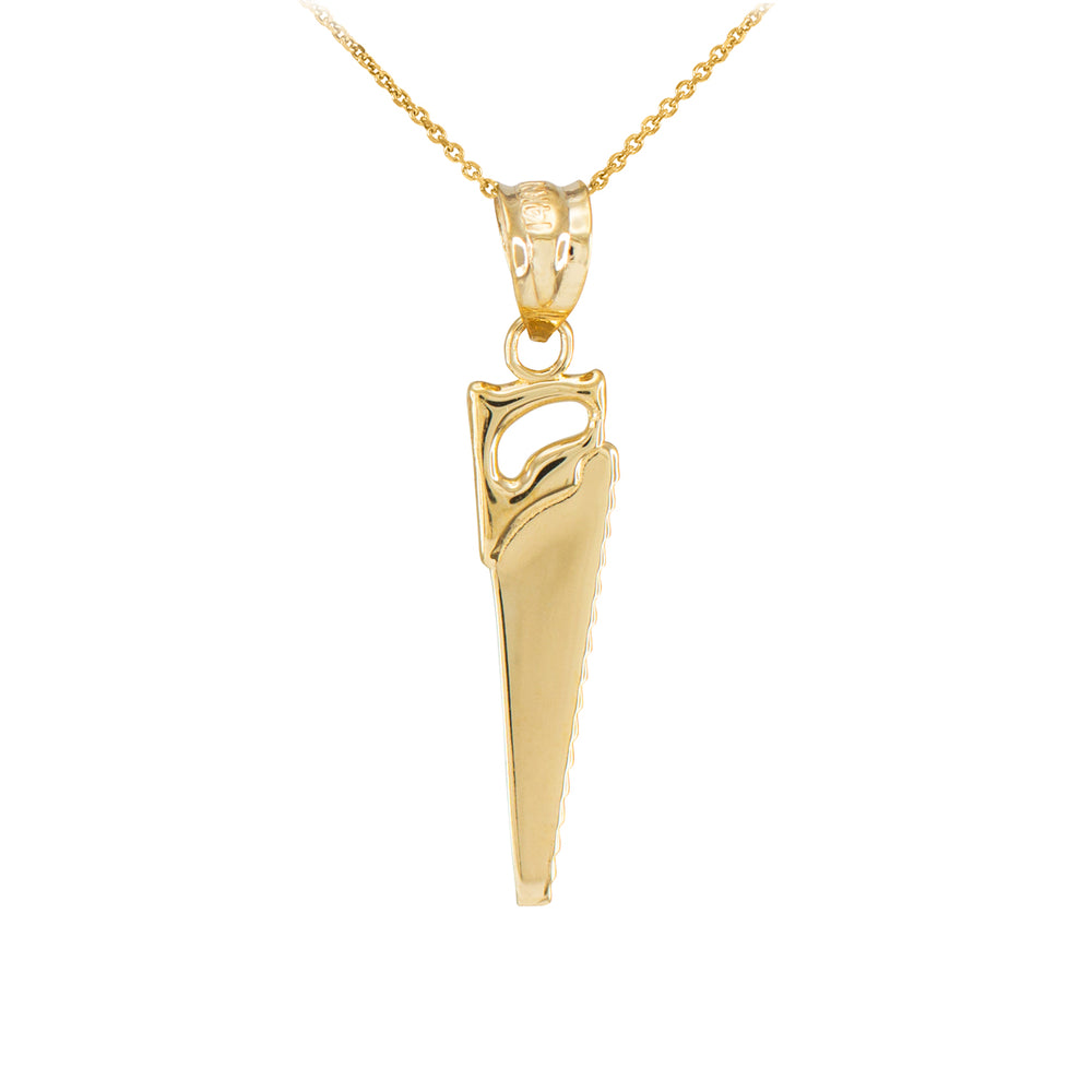 Polished Gold Saw Pendant Necklace