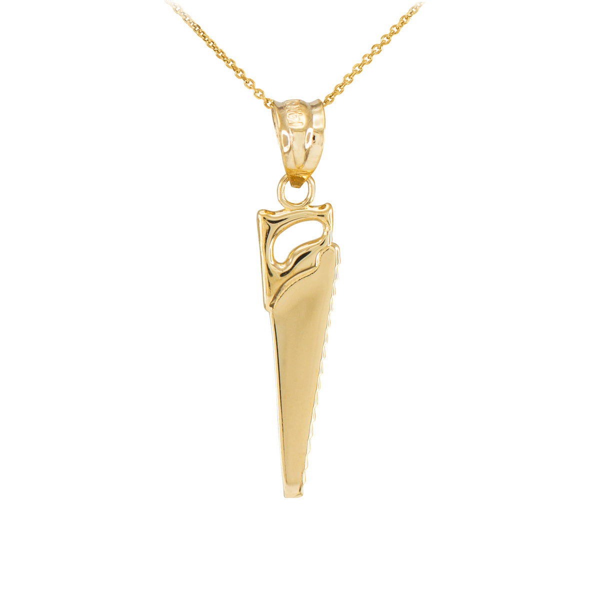 Polished Gold Saw Pendant Necklace