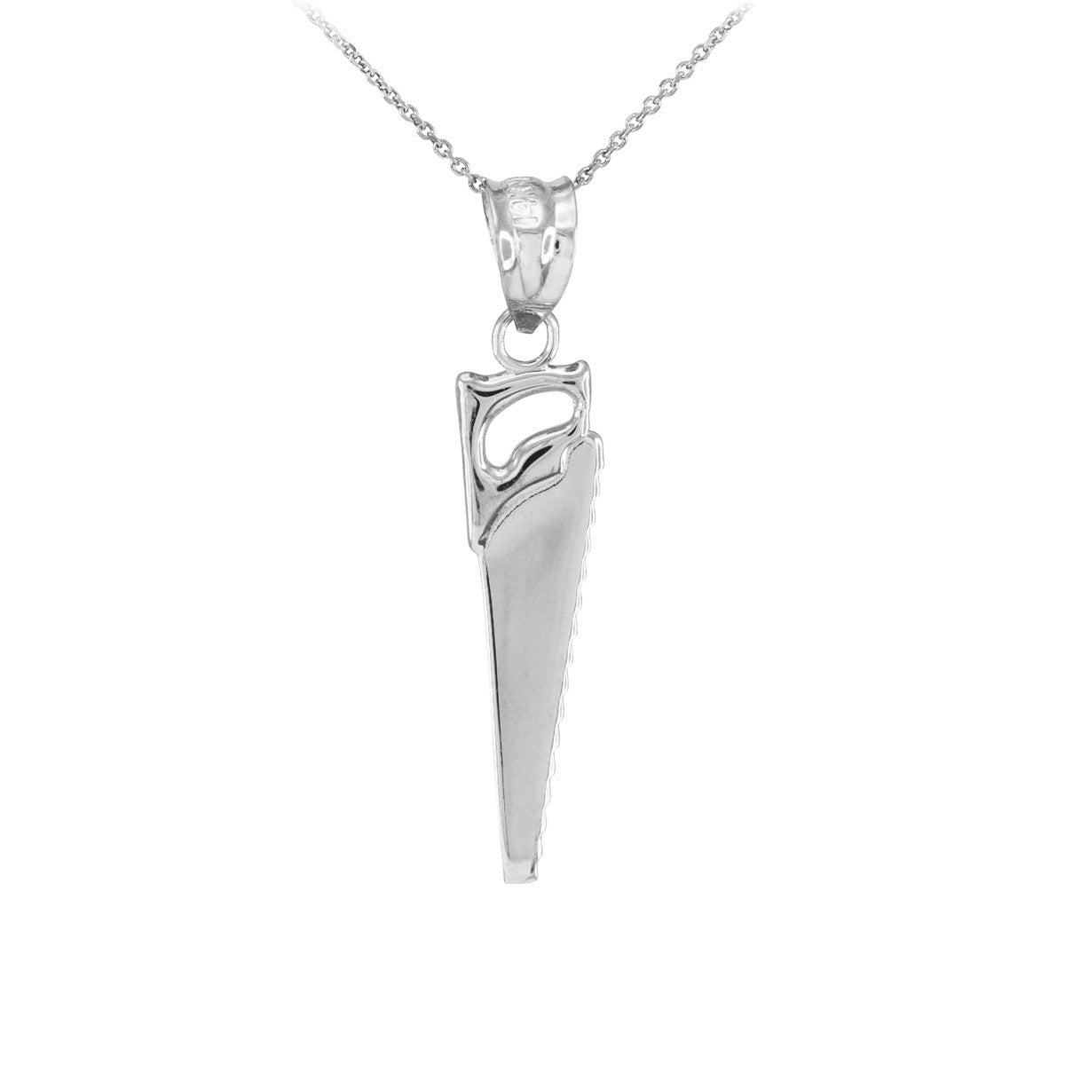 Polished Gold Saw Pendant Necklace, view 2