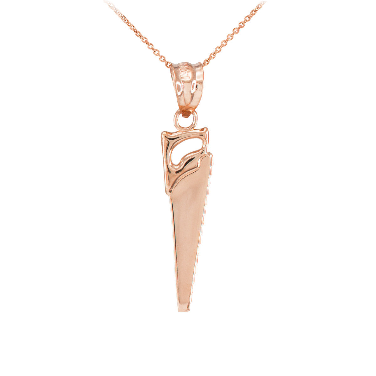 Polished Gold Saw Pendant Necklace, view 3