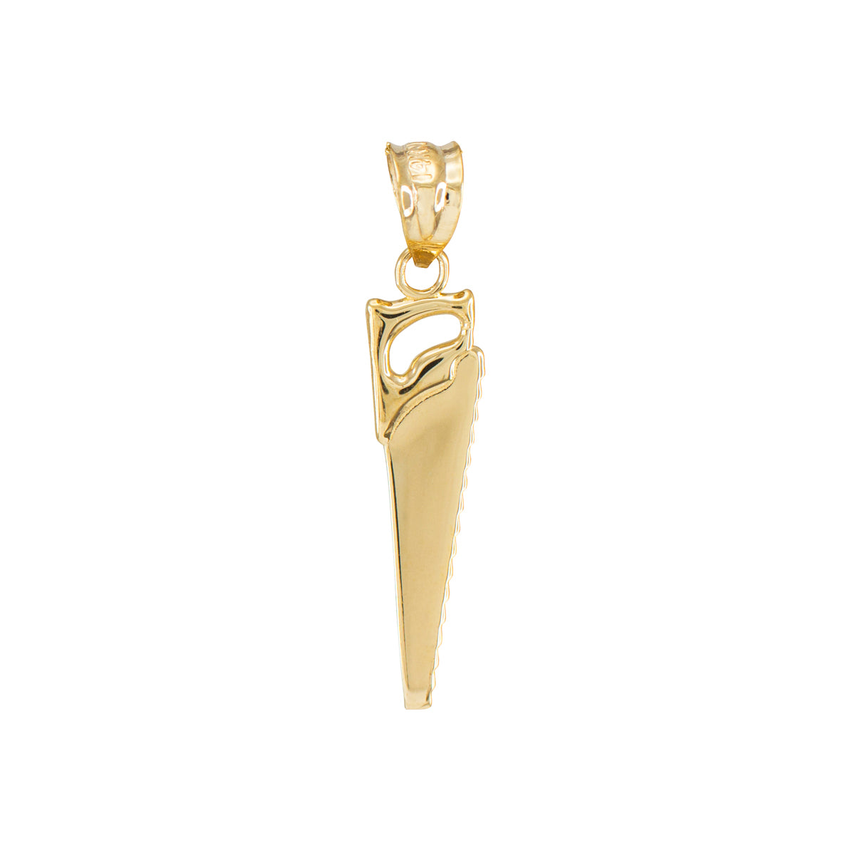 Polished Gold Saw Pendant Necklace, view 5