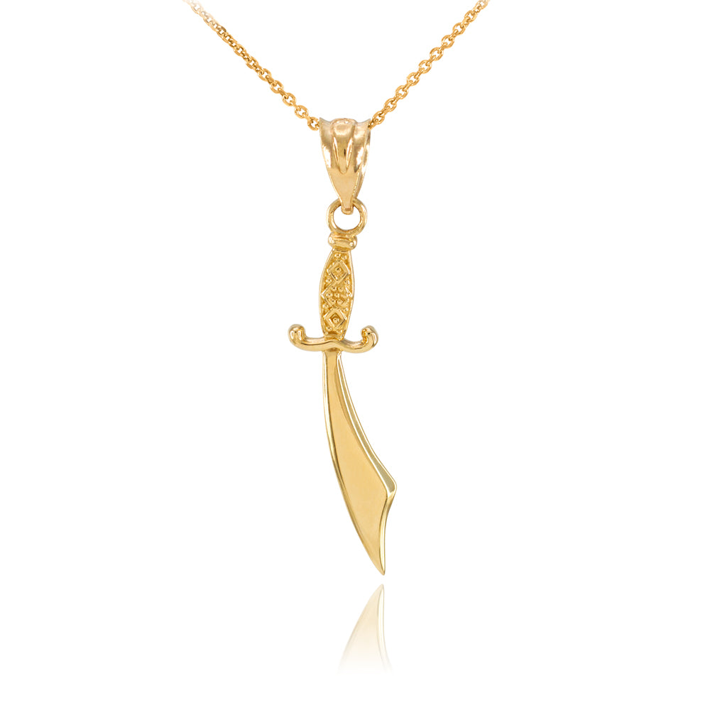 Polished Gold Scimitar Sword Necklace