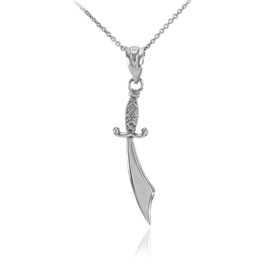 Polished Gold Scimitar Sword Necklace, view 3