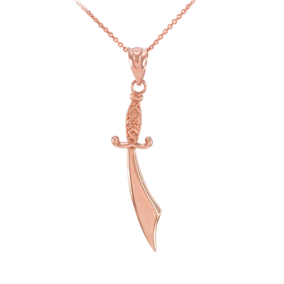 Polished Gold Scimitar Sword Necklace, view 6