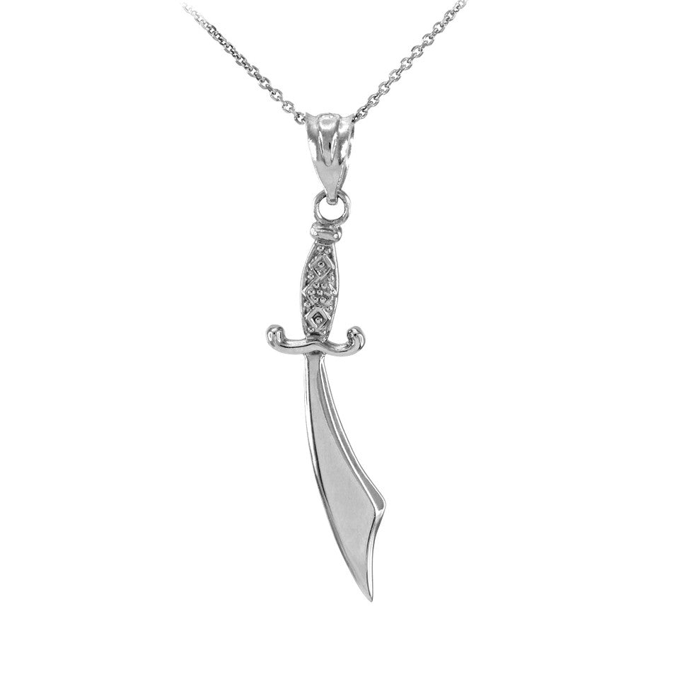 Polished Gold Scimitar Sword Necklace, view 7