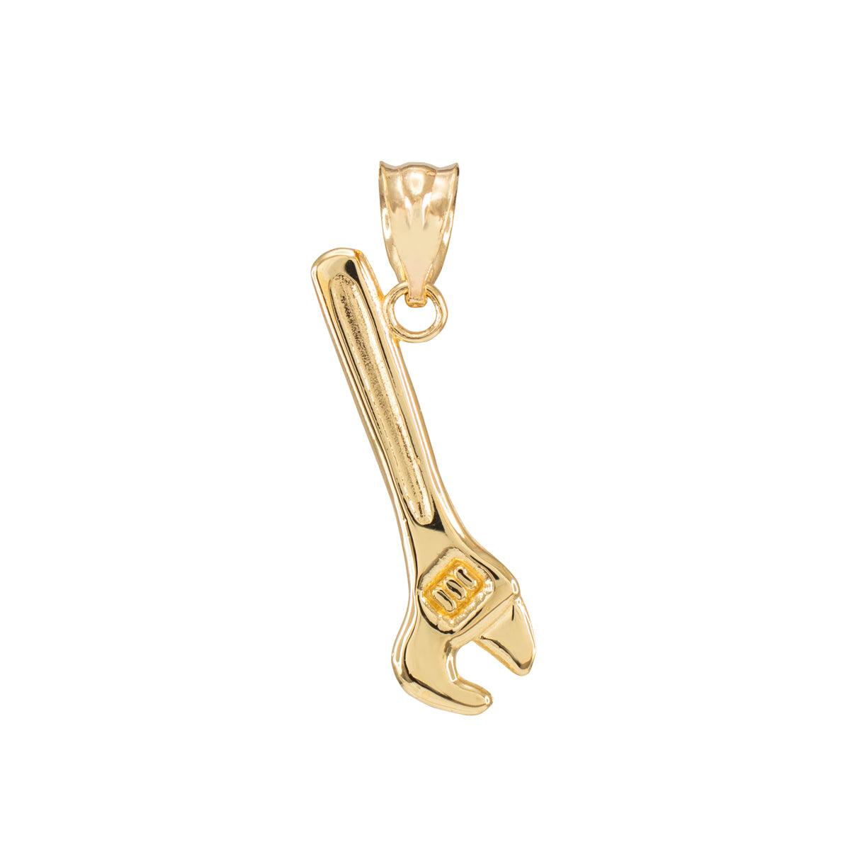 Polished Gold Wrench Pendant Necklace, view 2