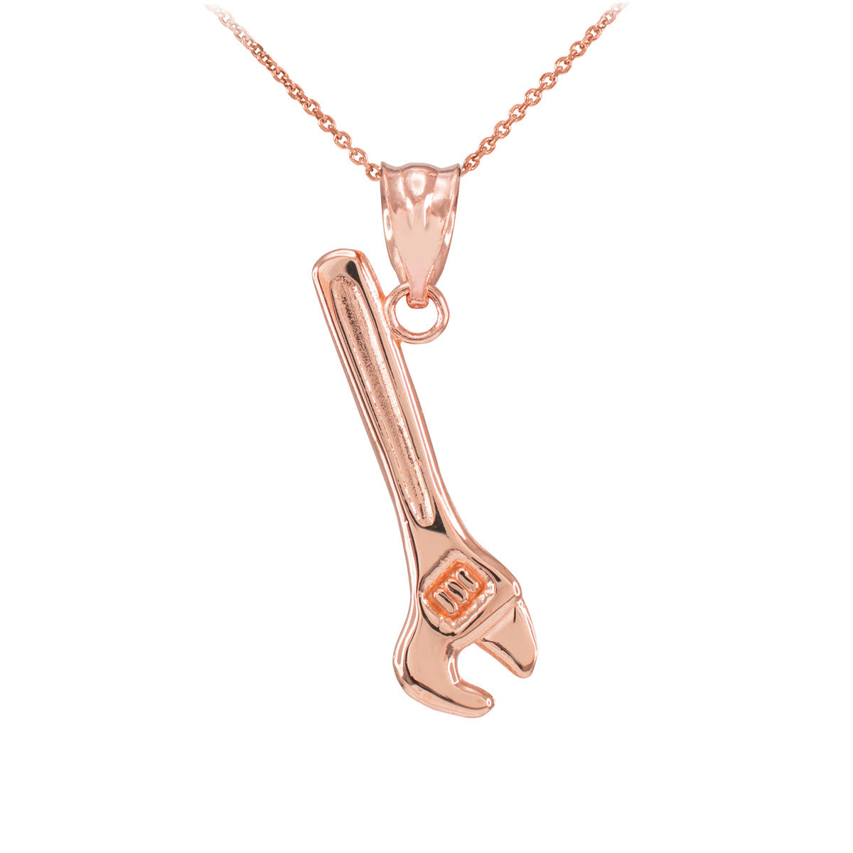 Polished Gold Wrench Pendant Necklace, view 3