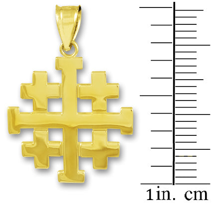 Polished Jerusalem "Crusaders" Cross Pendant Necklace in Gold, view 3