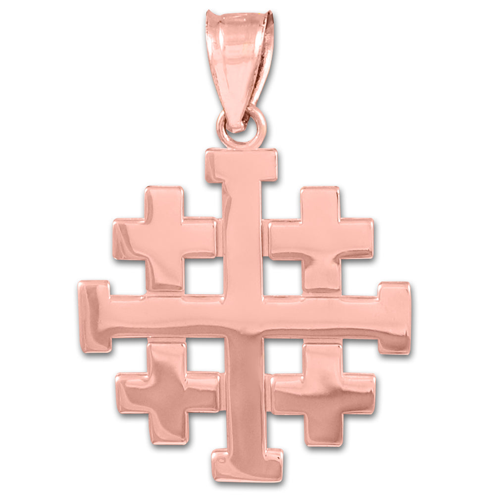 Polished Jerusalem "Crusaders" Cross Pendant Necklace in Gold, view 5