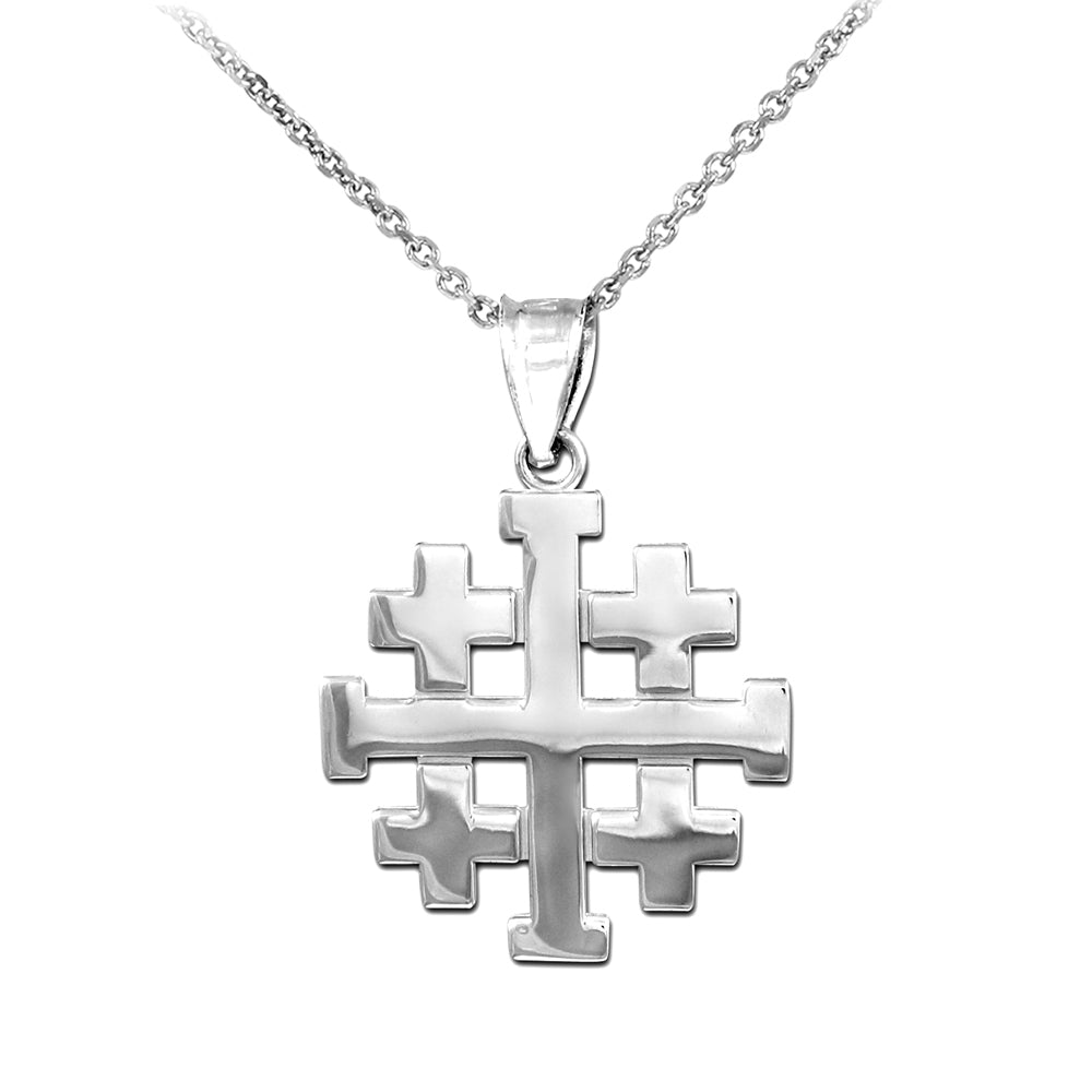 Polished Jerusalem "Crusaders" Cross Pendant Necklace in Gold, view 6