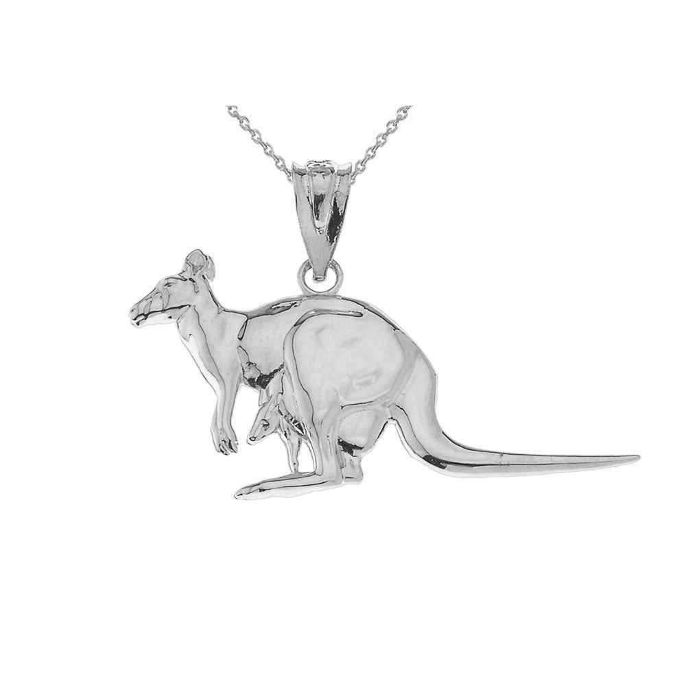 Polished Kangaroo Pendant Necklace in Sterling Silver