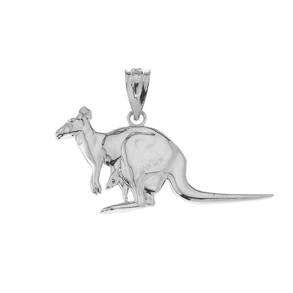 Polished Kangaroo Pendant Necklace in Sterling Silver, view 2
