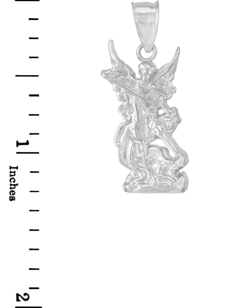 Polished Sterling Silver St. Michael Pendant Necklace, view 3