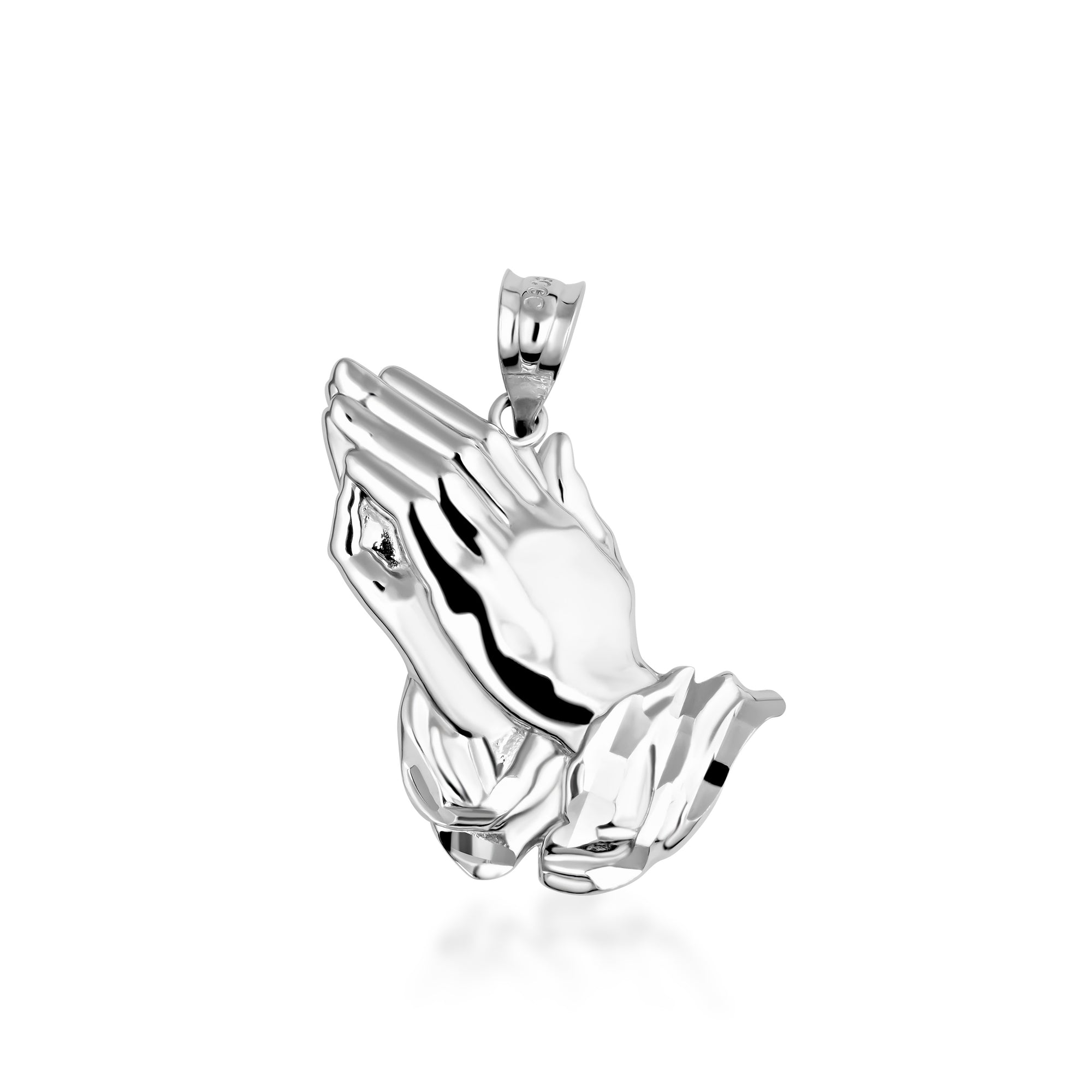 Praying Hands in Sterling Silver Pendant Necklace