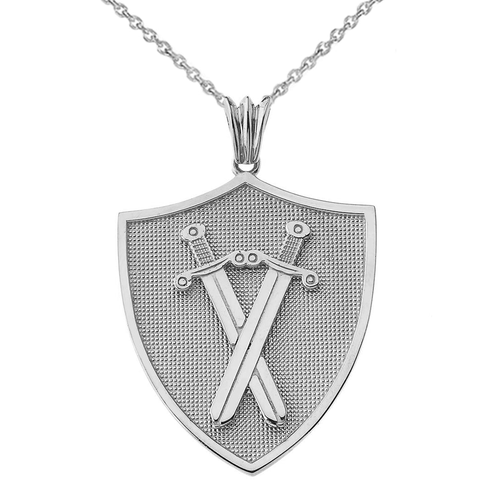 Protection Swords Shield in Sterling Silver Pendant