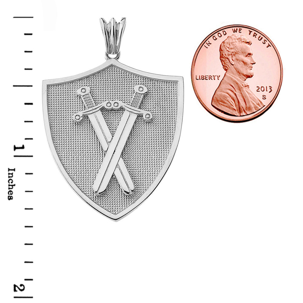 Protection Swords Shield in Sterling Silver Pendant, view 2