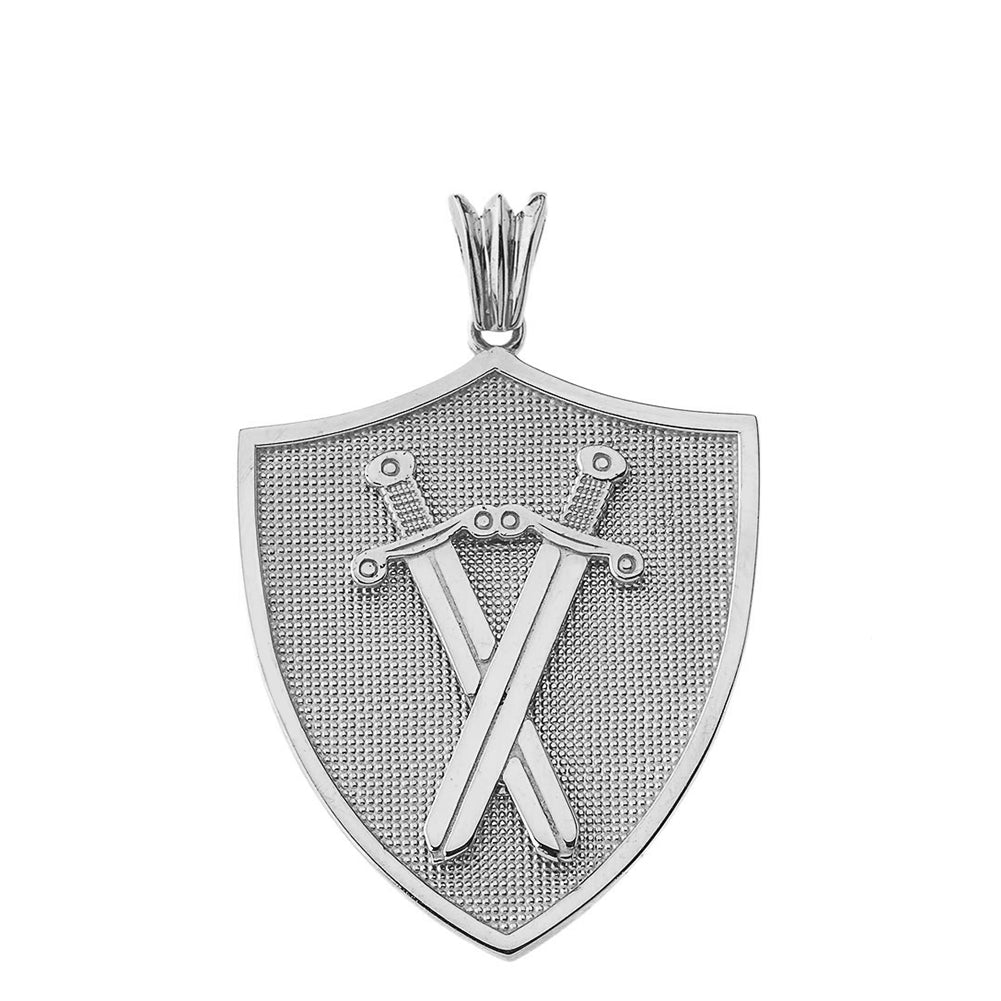 Protection Swords Shield in Sterling Silver Pendant, view 3
