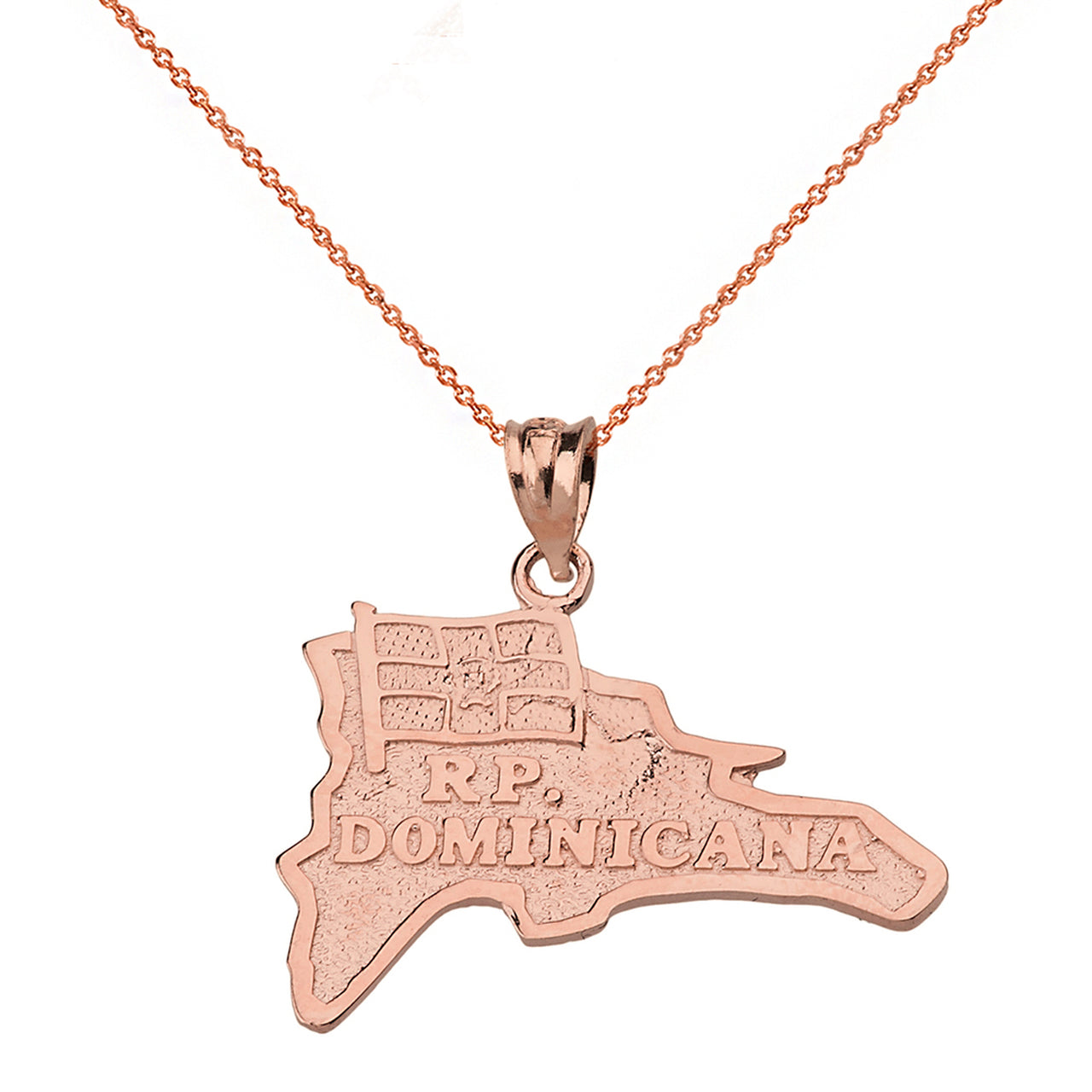 R.P Dominicana Map Pendant Necklace in Solid Gold, view 4