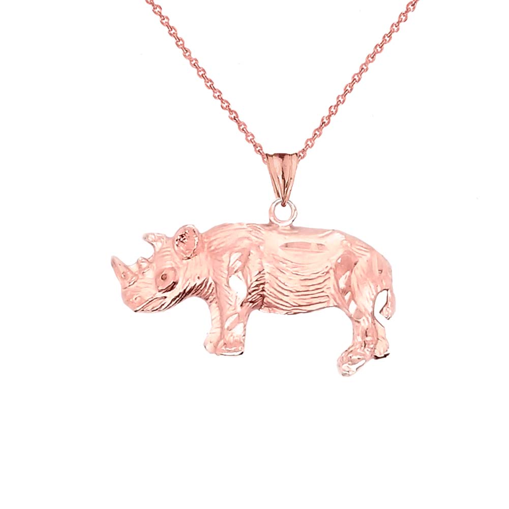 Rhino Pendant Necklace In Gold, view 3