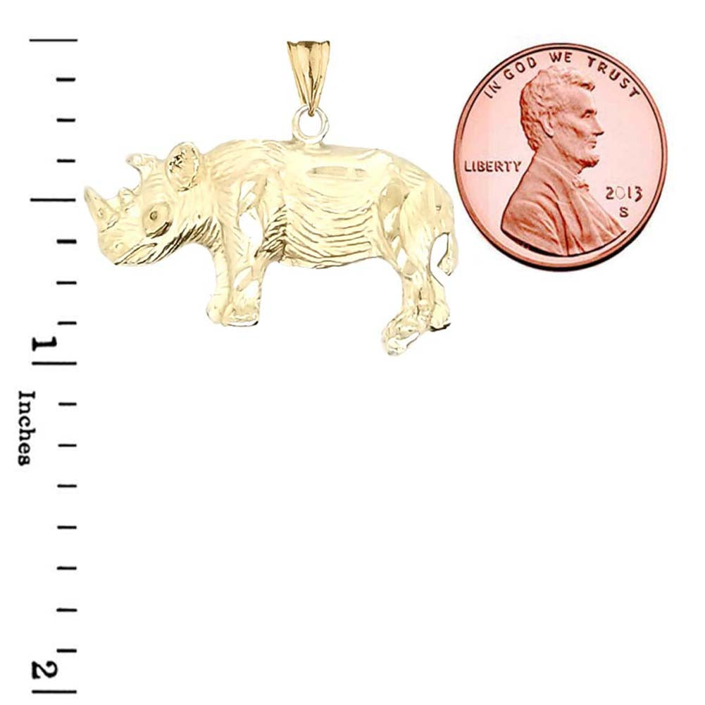 Rhino Pendant Necklace In Gold, view 7