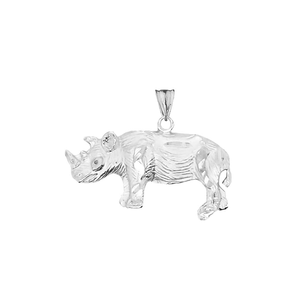 Rhino Pendant Necklace In Sterling Silver, view 2