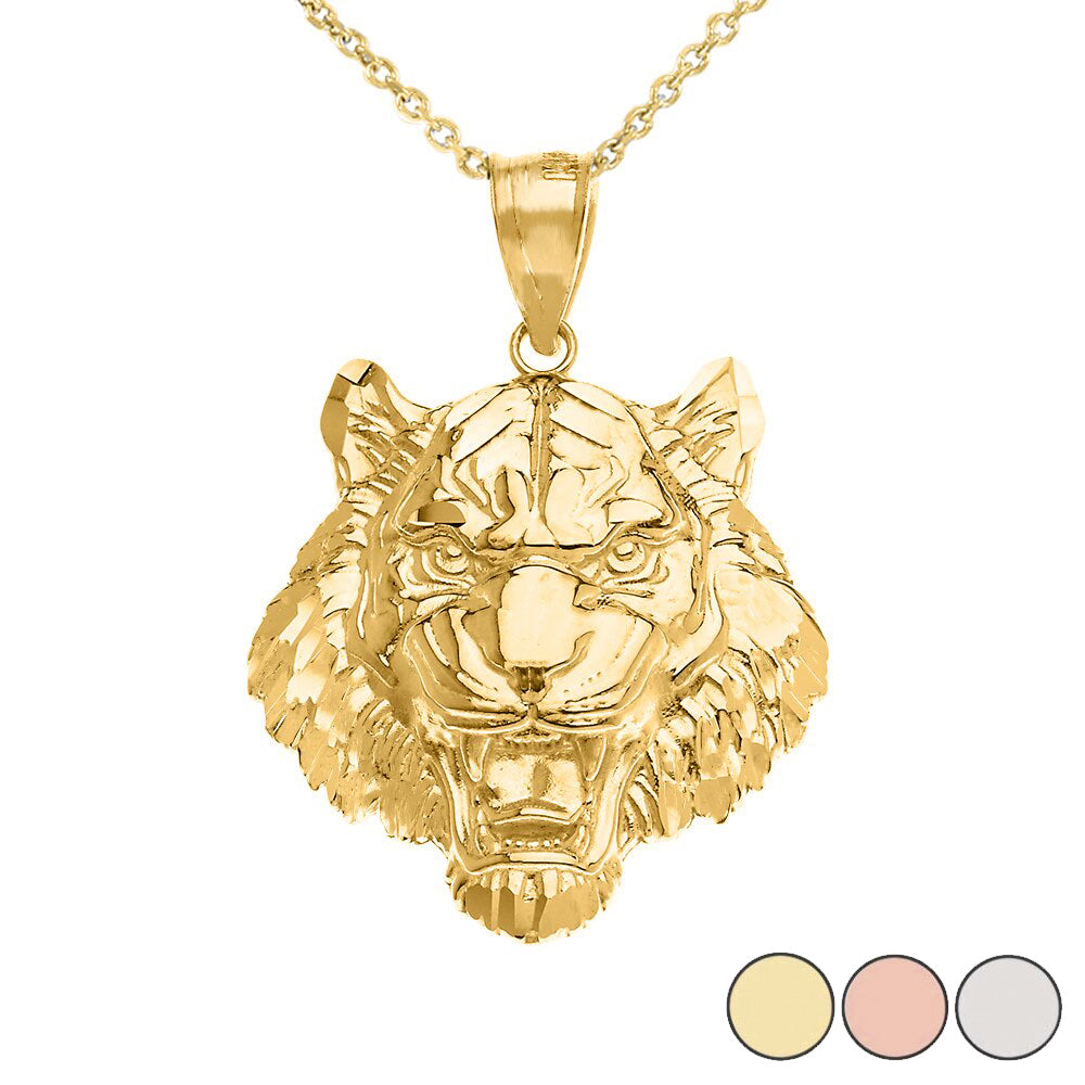 Roaring Tiger Pendant Necklace in Gold (Large) 1.61