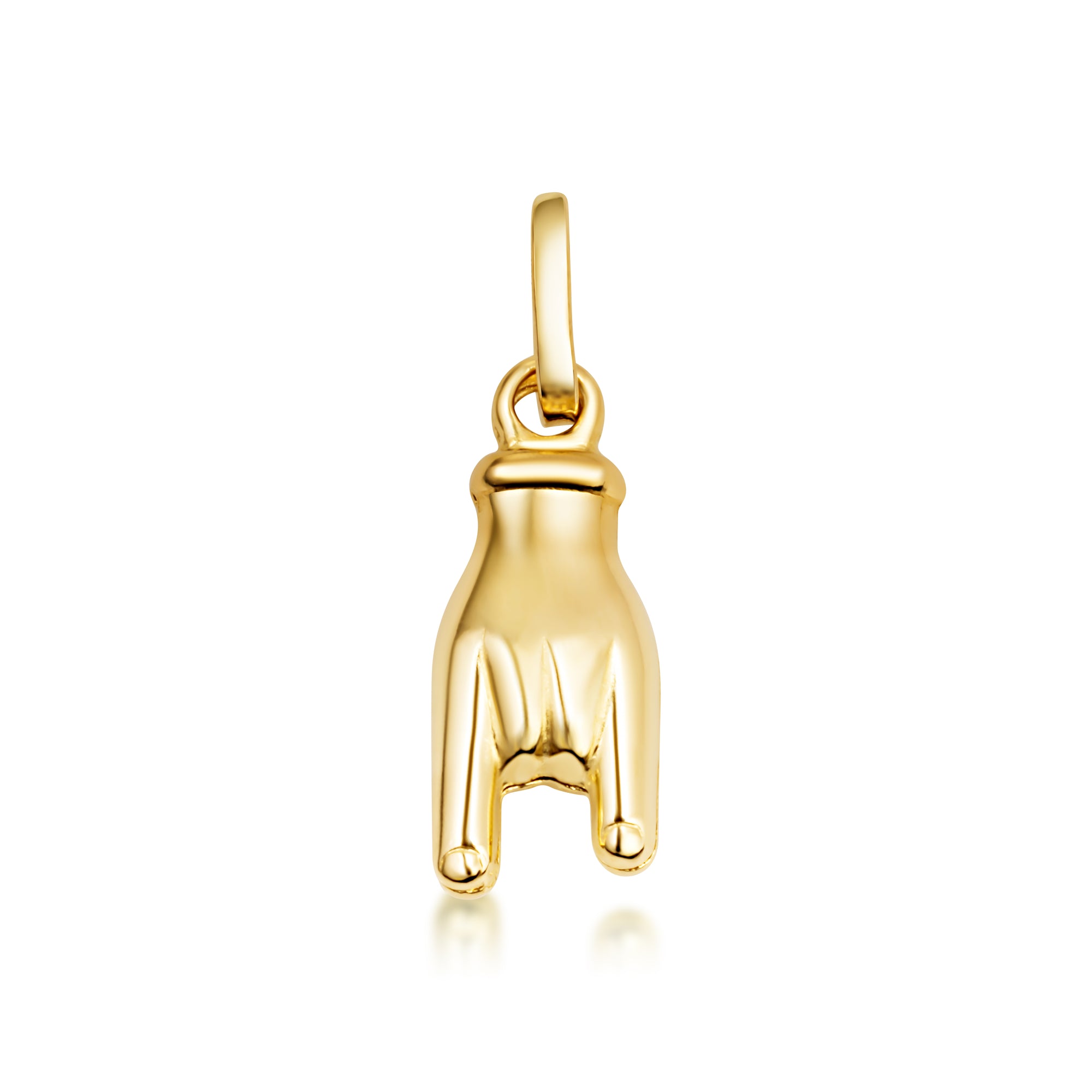 Rock and Roll Hand Sign Necklace in 14K Gold, view 6
