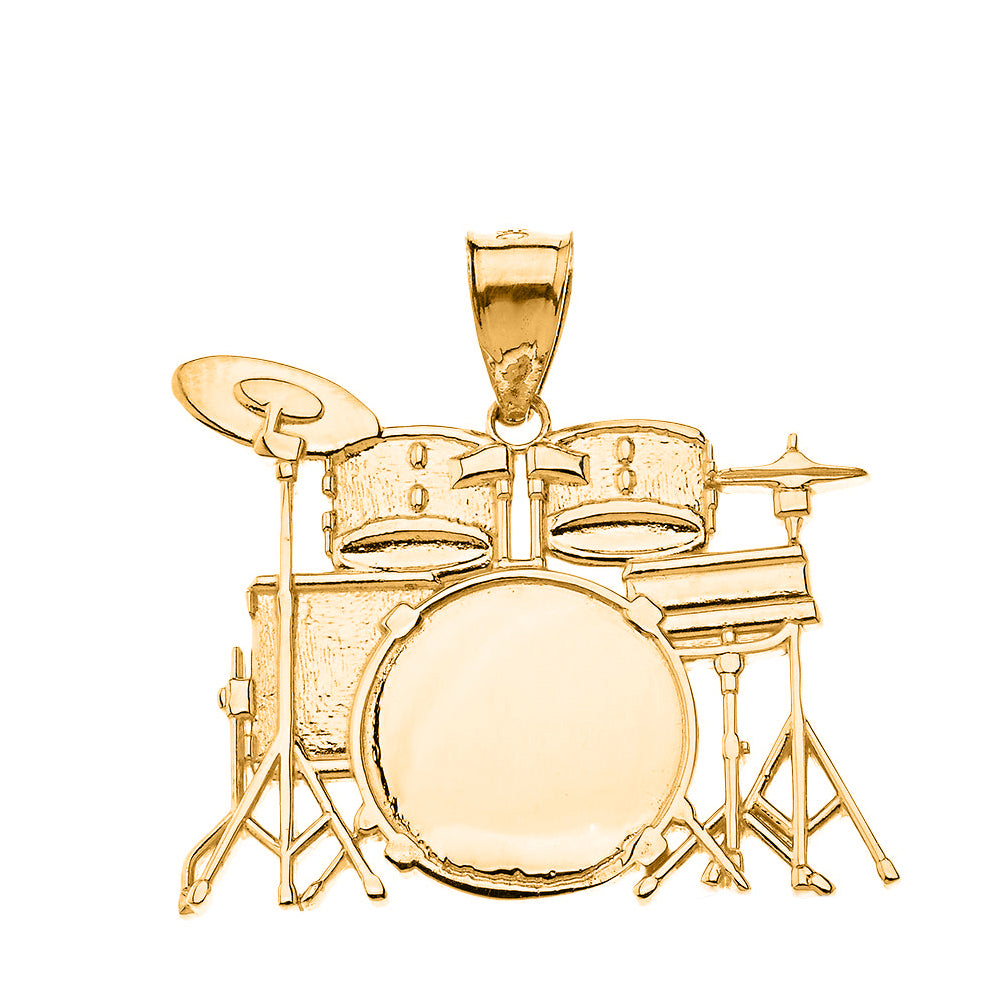 Rock Band Drum Set Pendant Necklace in Solid Gold, view 2