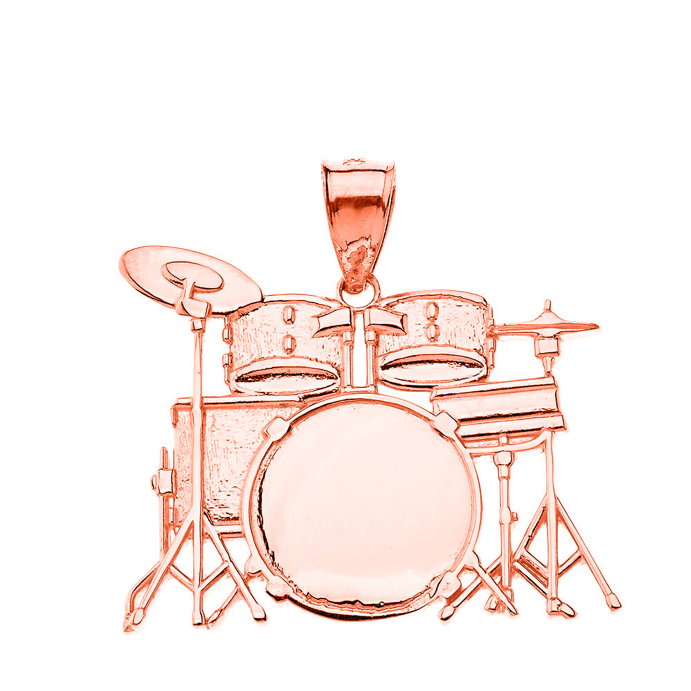 Rock Band Drum Set Pendant Necklace in Solid Gold, view 4