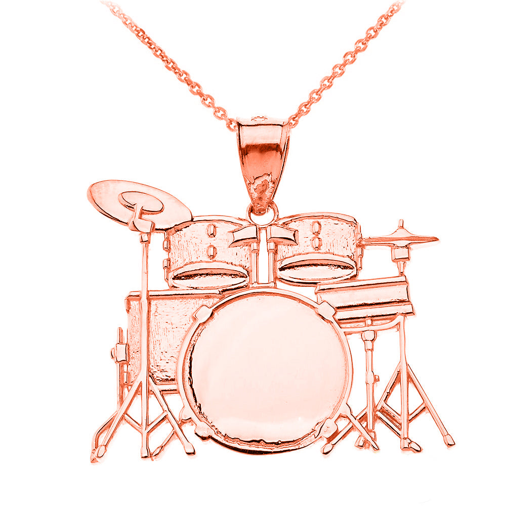 Rock Band Drum Set Pendant Necklace in Solid Gold, view 5